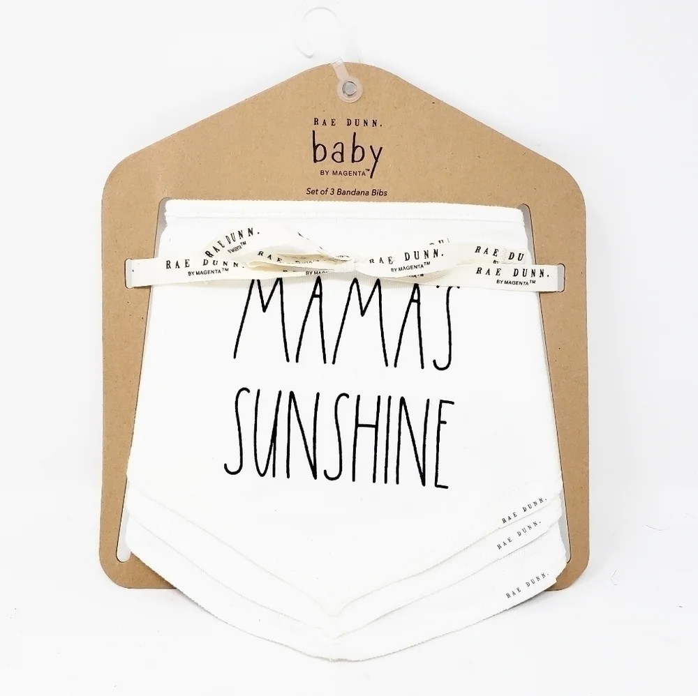 RAE DUNN bib set bandana Mama's Sunshine Hello World newborn